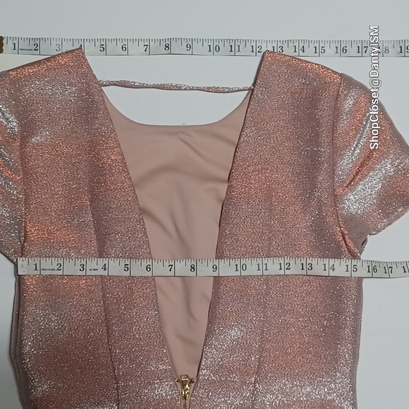 Express Pink Metallic Short Sleeve Dress Sz 8 - Picture 10 of 12